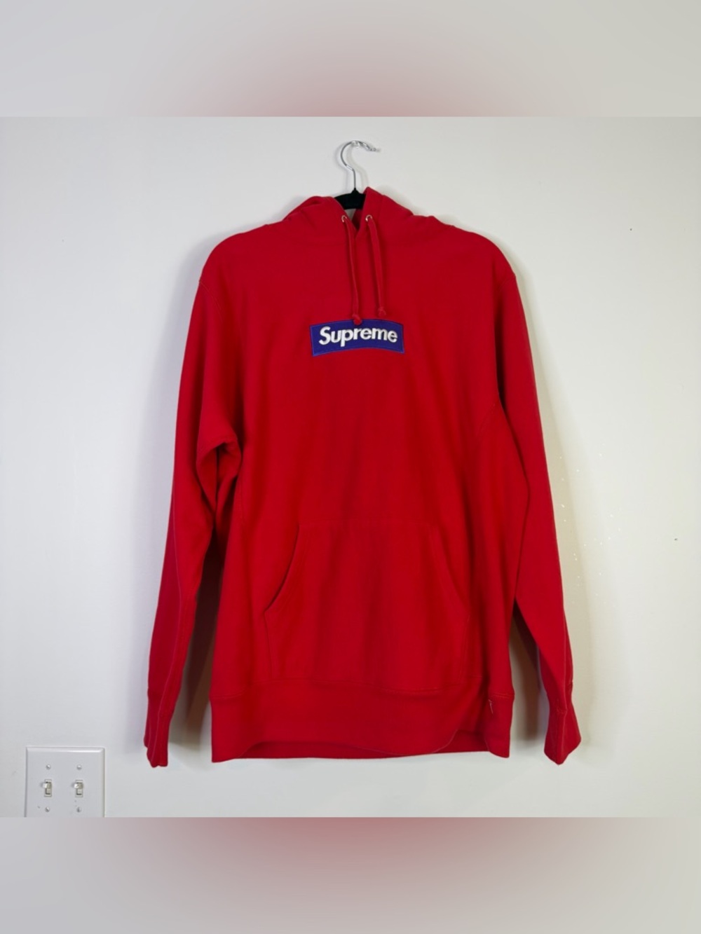 Supreme Red Box Logo Hoodie Blue Logo Medium Made in Canada RN101837